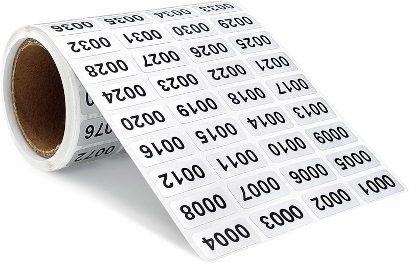 Kisdsa Continuous Digital Sticker Label 0001-2000, Waterproof and Durable Serial Number Label Sticker, Number Stickers for Item Classification, Inventory Management, Document Numbering, 0.39 x 0.78 inch - Image 1